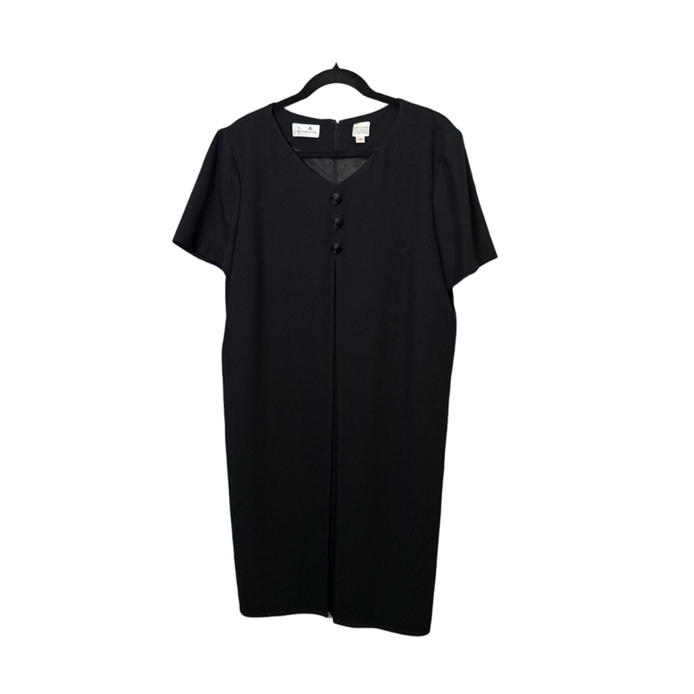 LIZ CLAIBORNE Size 14 Black Split Front Dress Vintage